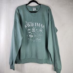 Taylor Swift Swiftmas Oversized Comfort Wash Green Crewneck XL